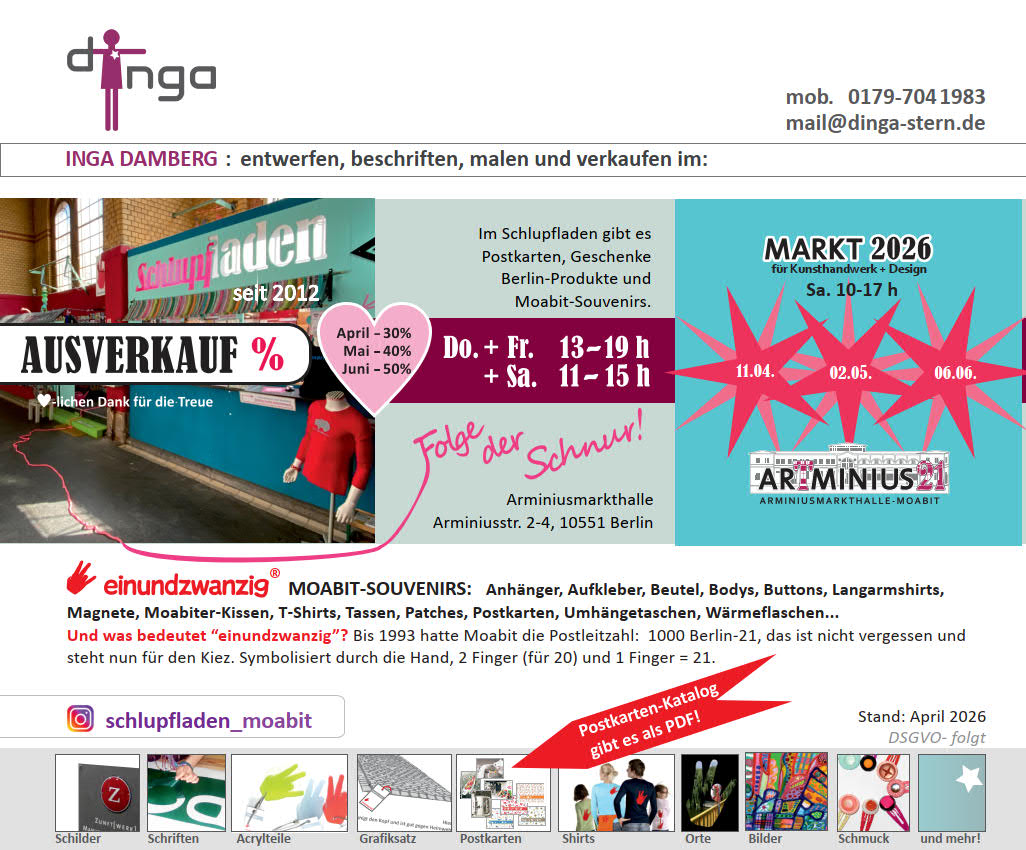 Uuups, die Grafik wird nicht angezeigt. Besuchen Sie die Arminiushalle in Moabit, dort sind meine und viele weitere sch�ne Dinge zu sehen. Infos unter mail@berlin-einundzwanzig.de